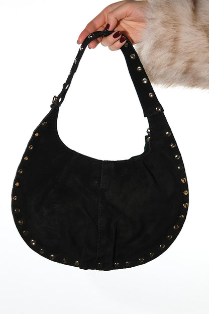 ANTINO - Bolso de hombro de cuero de gamuza negro (Mujer)