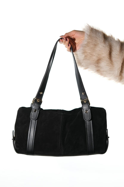 NERINA - Bolso de Hombro de Piel de Ante Negro (Mujer)