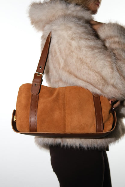 NERINA - Bolso de hombro de piel de ante color coñac (Mujer)