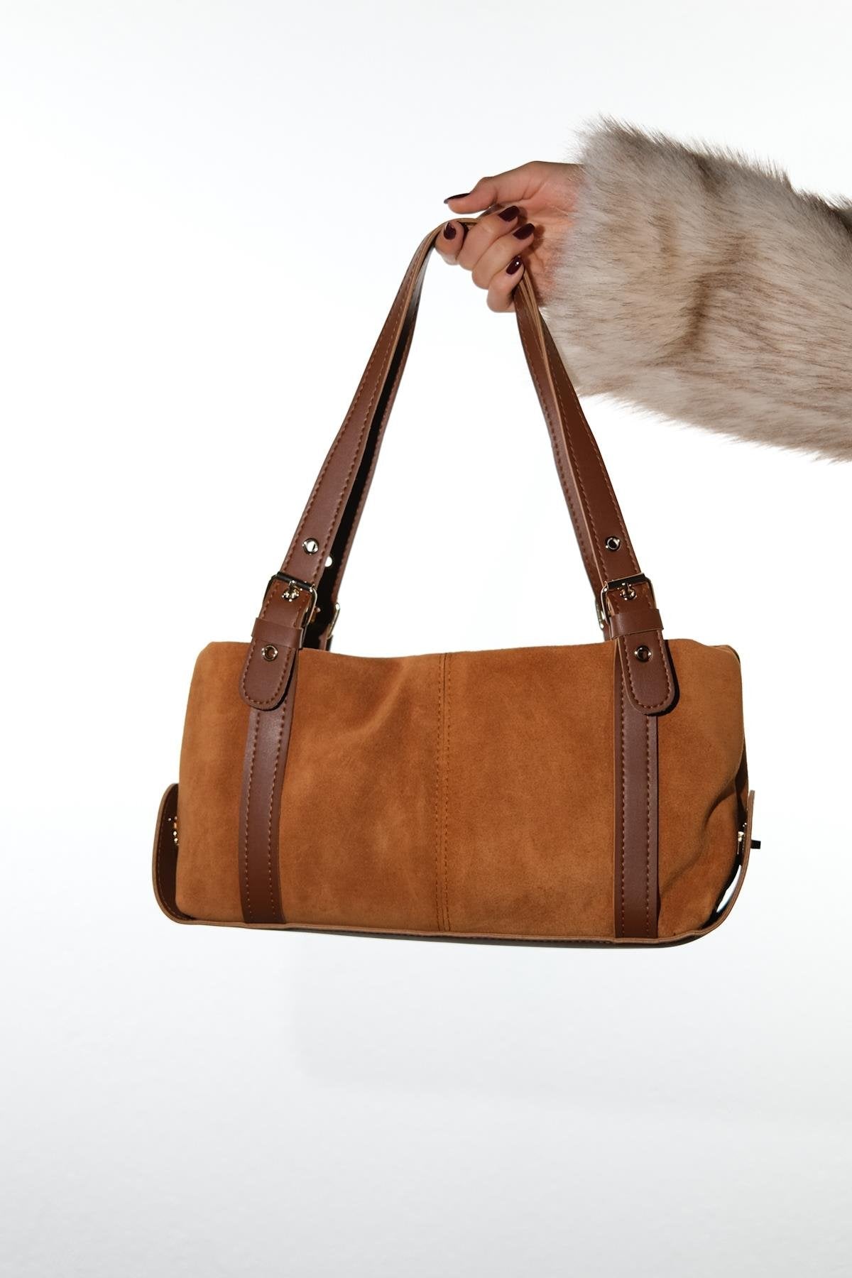 NERINA - Bolso de hombro de piel de ante color coñac (Mujer)