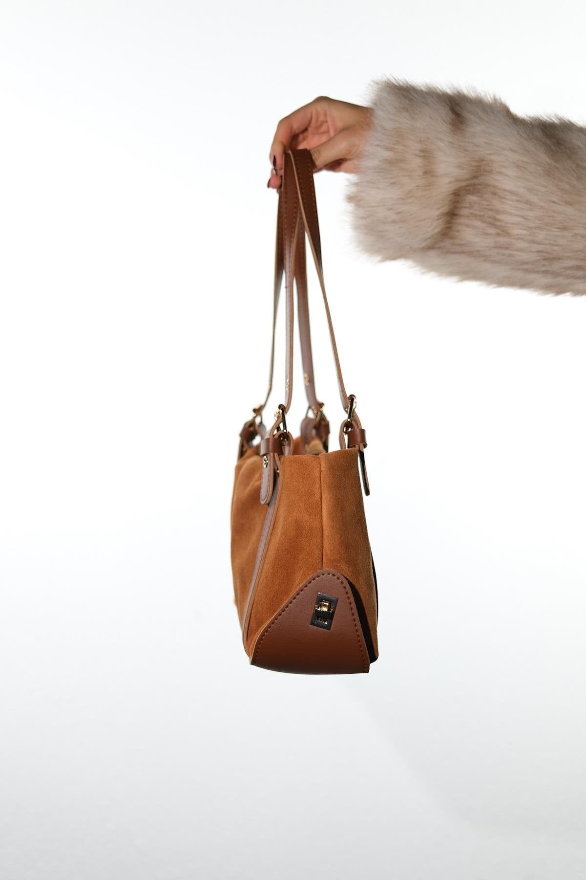 NERINA - Bolso de hombro de piel de ante color coñac (Mujer)