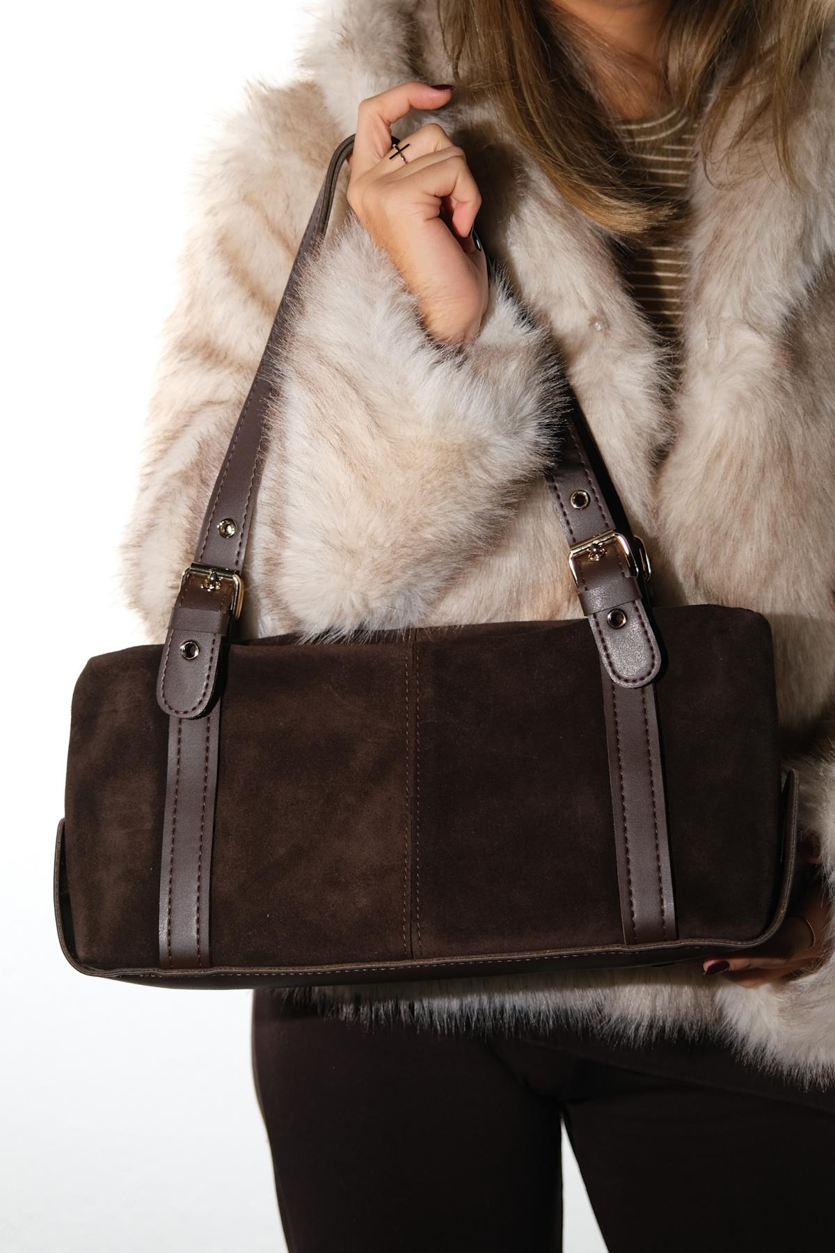 NERINA - Bolso de hombro de ante marrón (Mujer)