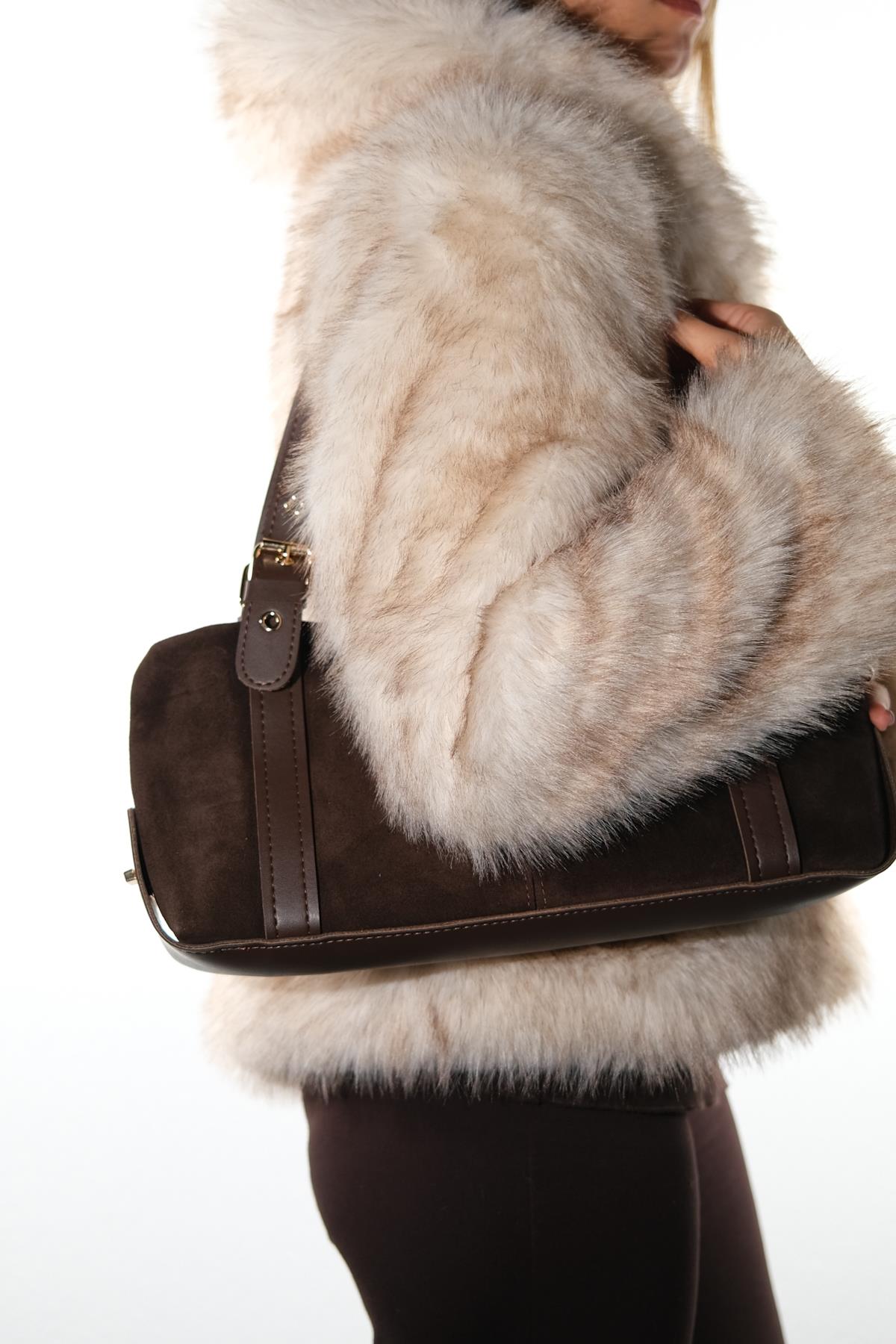 NERINA - Bolso de hombro de ante marrón (Mujer)