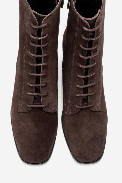 SUDY - Bota de Ante Marrón con Cordones (Mujer)