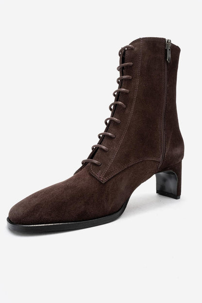 SUDY - Bota de Ante Marrón con Cordones (Mujer)