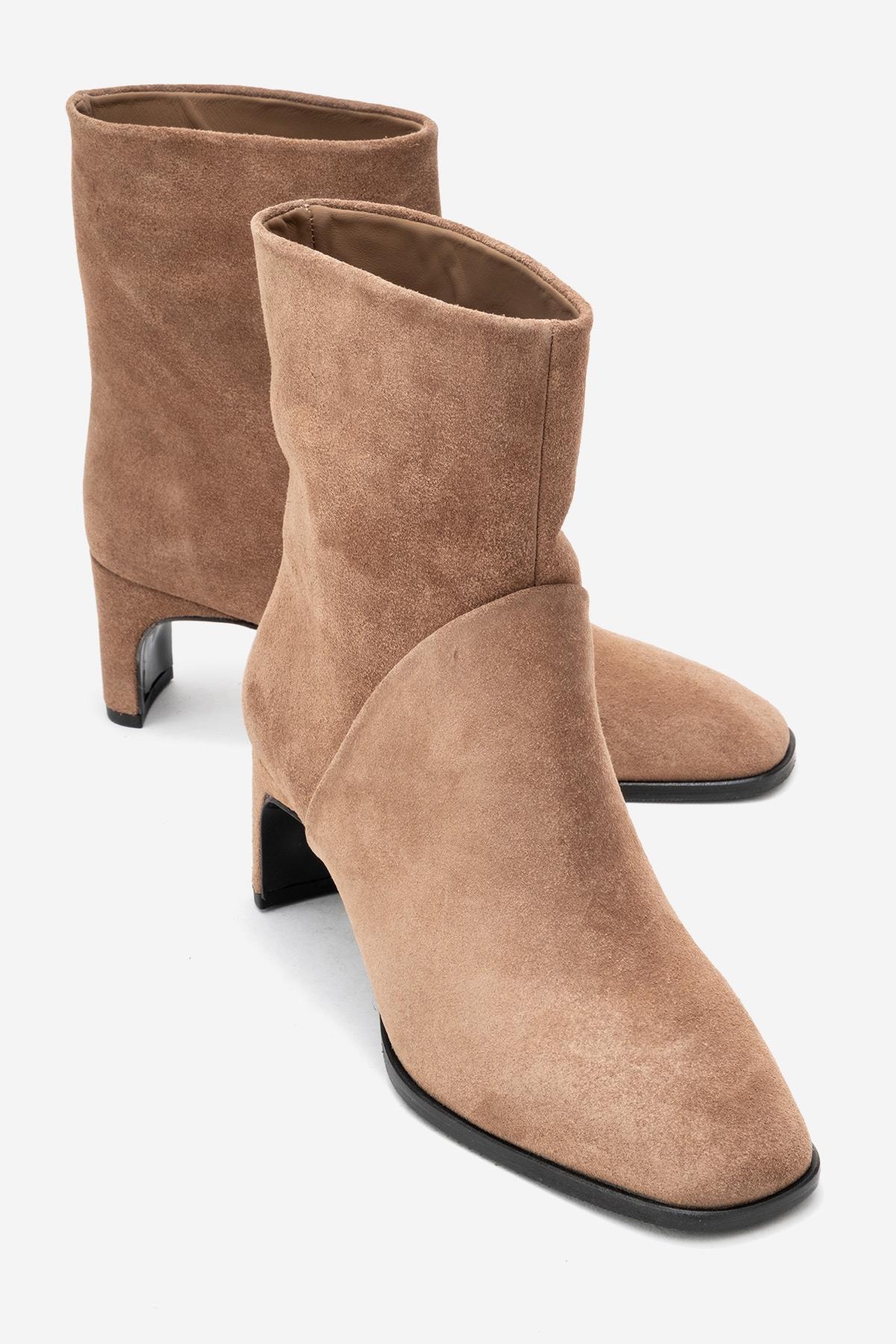 Nordy - Botas de cuero de gamuza coñac (mujer)