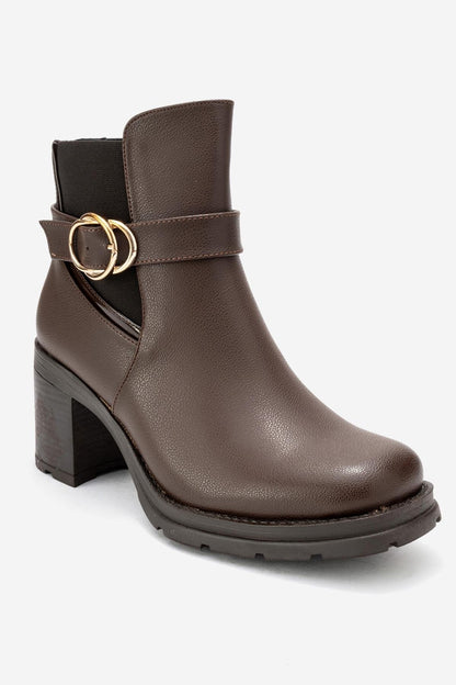 HEİLE - Botines de tacón grueso con hebilla en color marrón (Mujer)