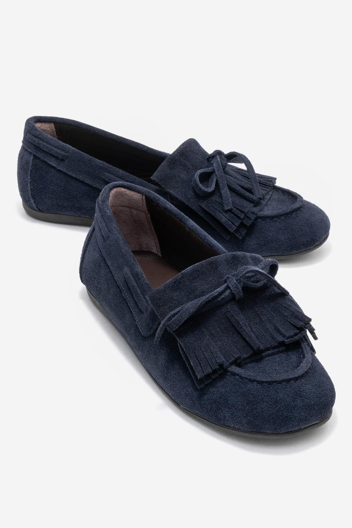 AXELI - Mocasín de borlas de ante azul marino (Mujer)