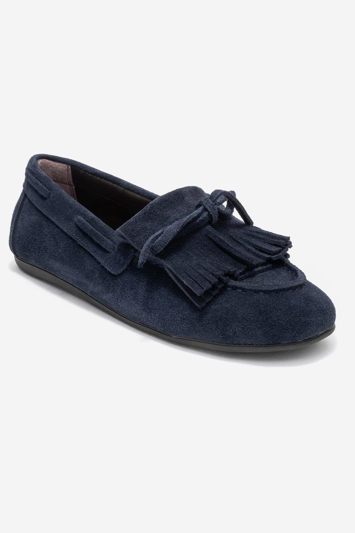 AXELI - Mocasín de borlas de ante azul marino (Mujer)