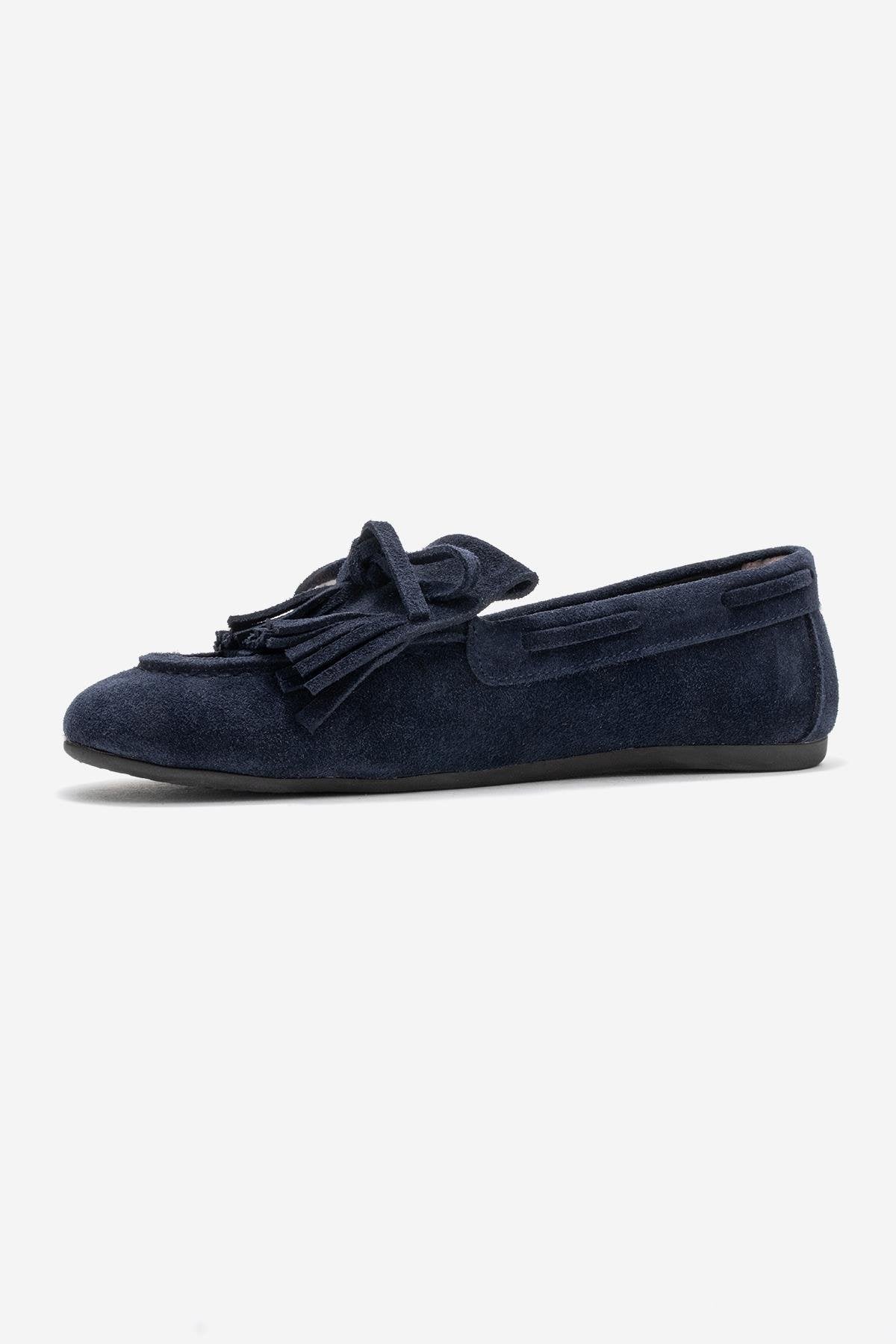 AXELI - Mocasín de borlas de ante azul marino (Mujer)