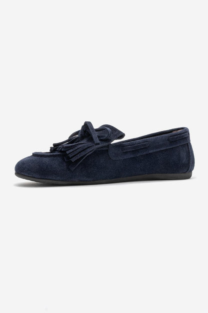 AXELI - Mocasín de borlas de ante azul marino (Mujer)