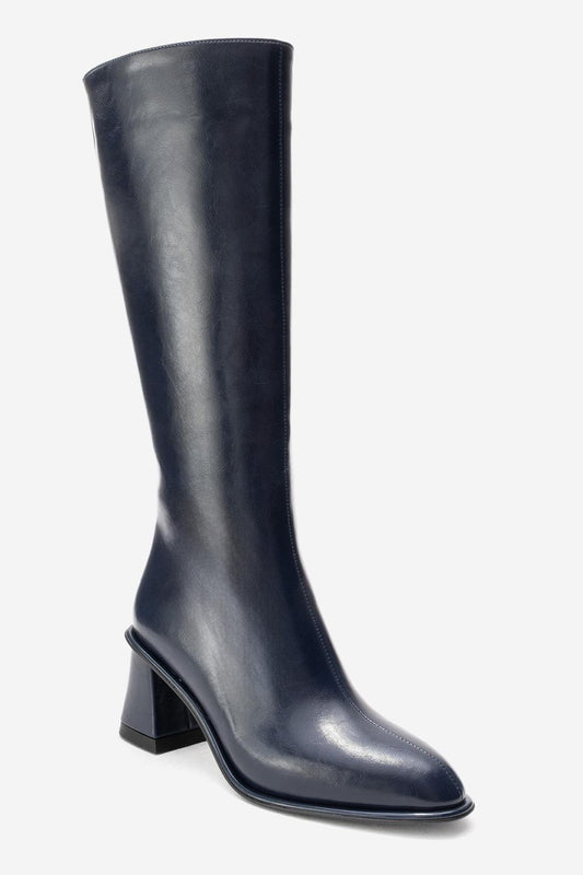 Paradis - Navy Block Heel Knee-High Boot (Women)