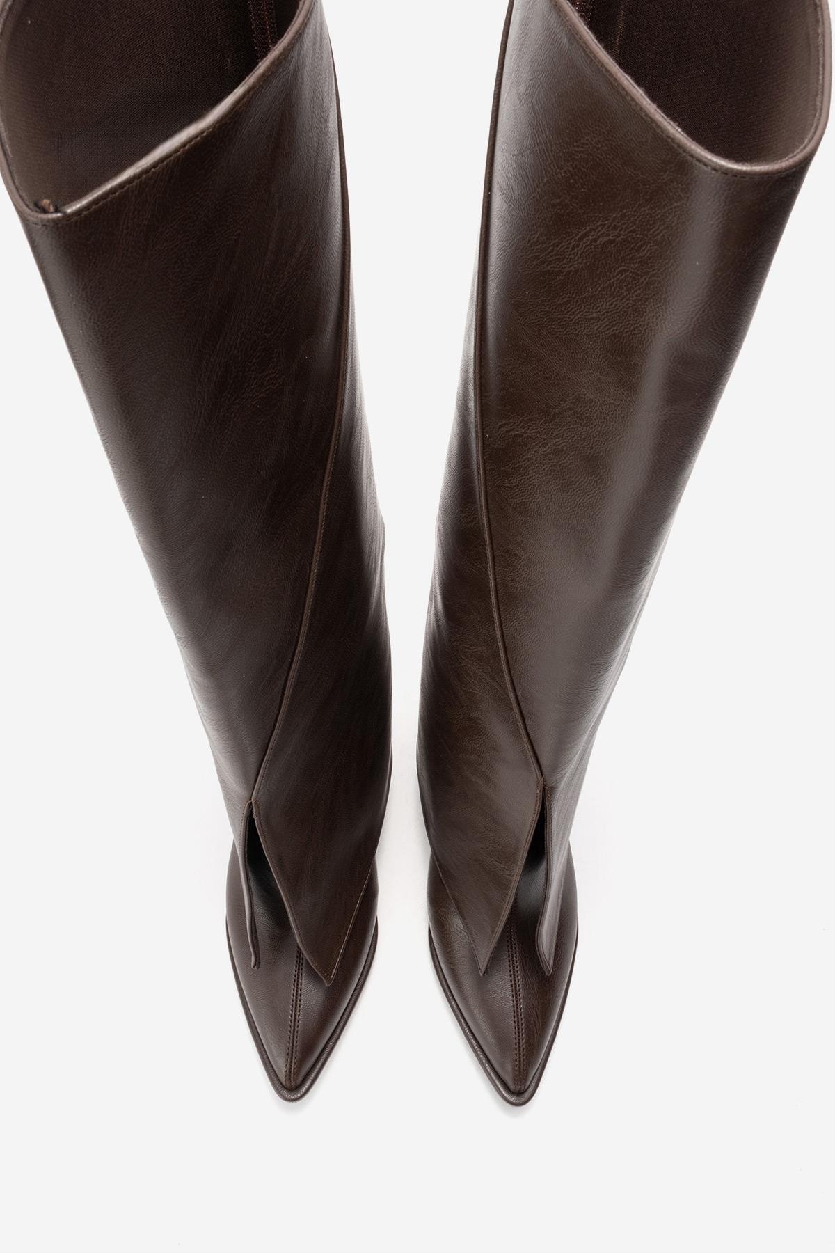 Aja - Coffee Block Heel Convertible Knee High Boot (Women)