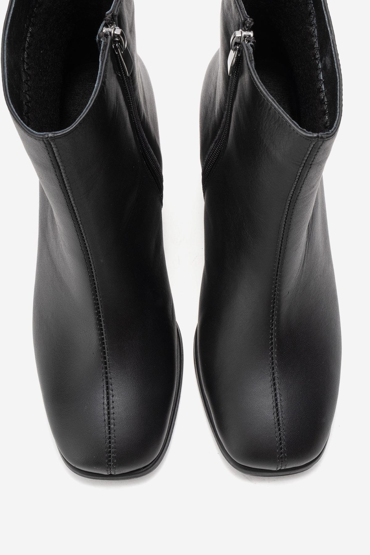 NAPOLI - Black Leather Block Heel Boot (Women)
