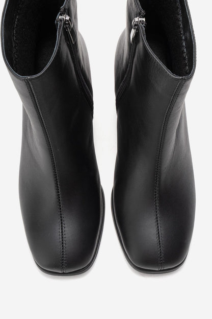 NAPOLI - Black Leather Block Heel Boot (Women)