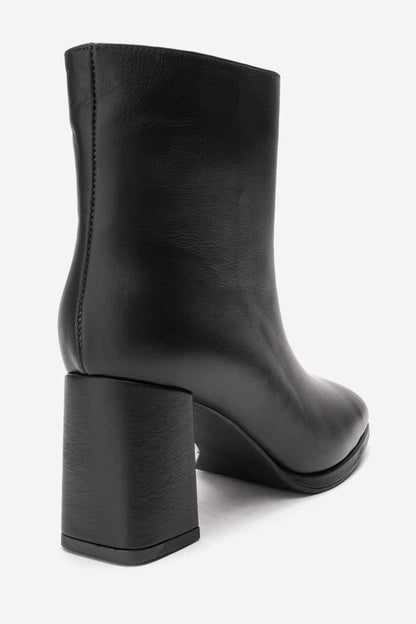 NAPOLI - Black Leather Block Heel Boot (Women)