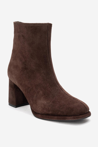 NAPOLI - Bota de tacón de bloque de ante marrón (mujer)