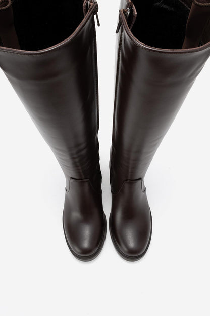 Lensa - Brown Leather Block Heel Boot (Women)