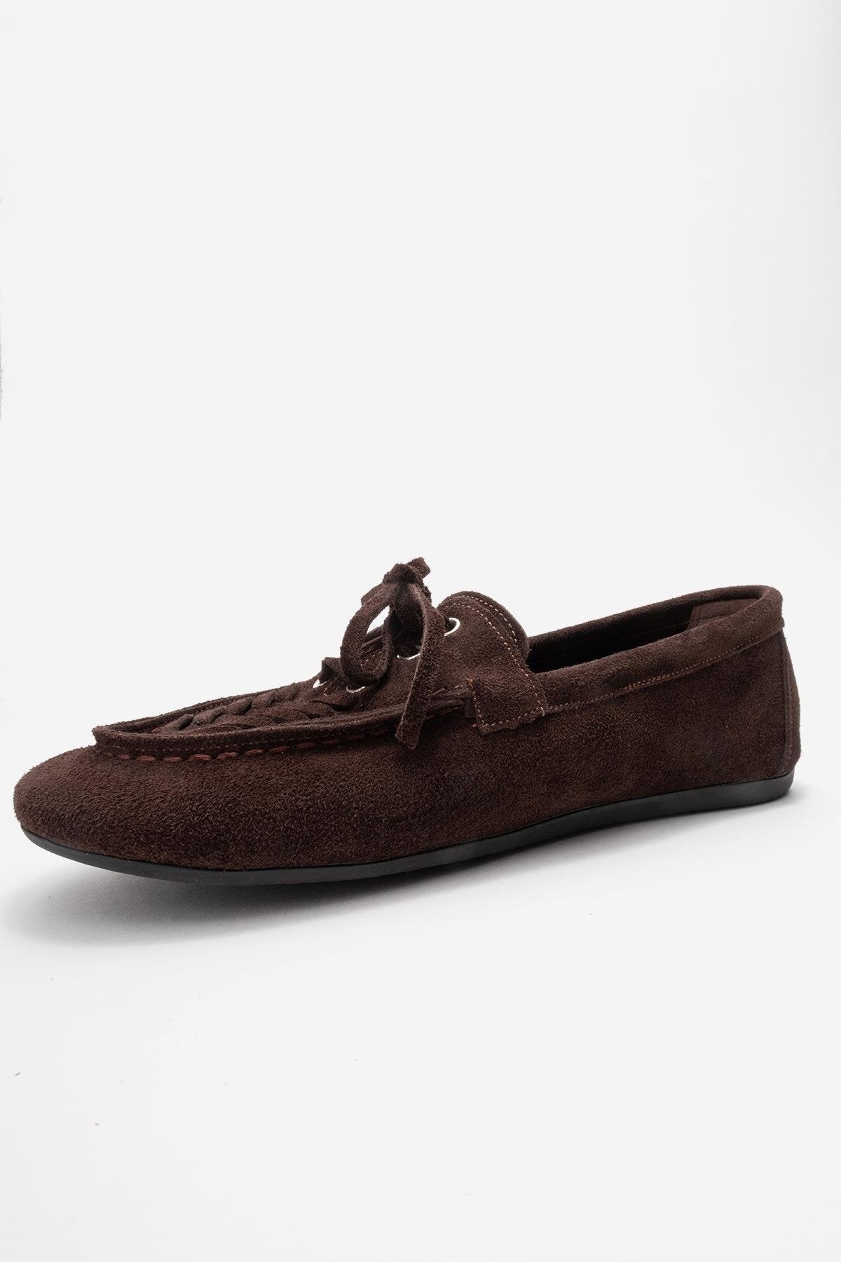 Lorven - Mocasin de cordones de ante marrón (Mujer)