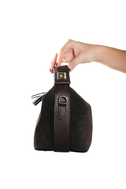 Island - Brown Suede Leather Shoulder Bag (Women)