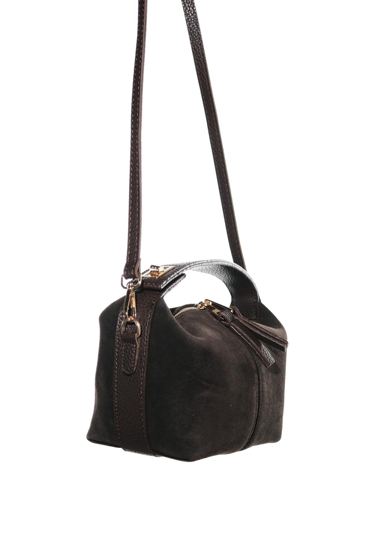 Island - Brown Suede Leather Shoulder Bag (Women)