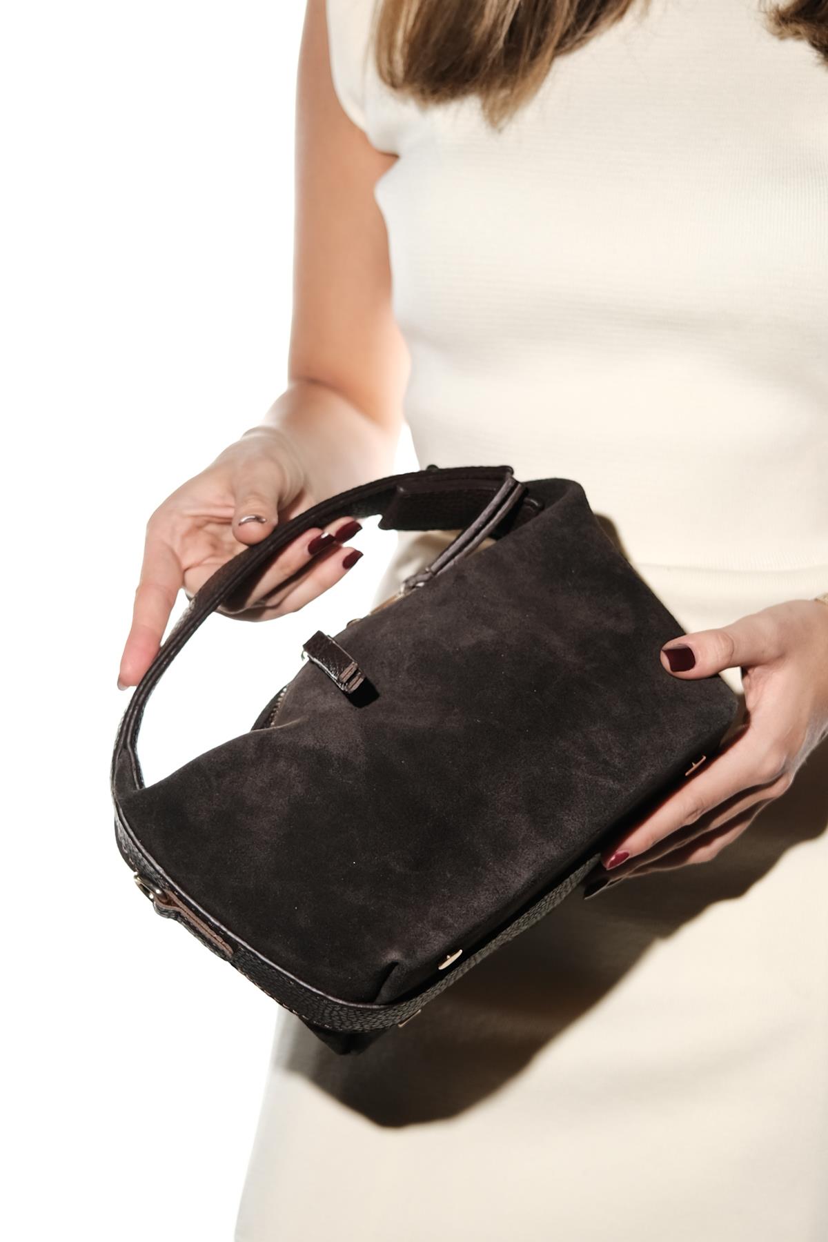 Island - Brown Suede Leather Shoulder Bag (Women)
