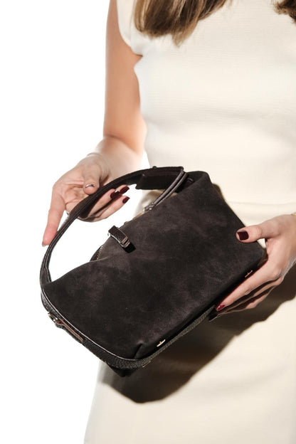 Island - Brown Suede Leather Shoulder Bag (Women)