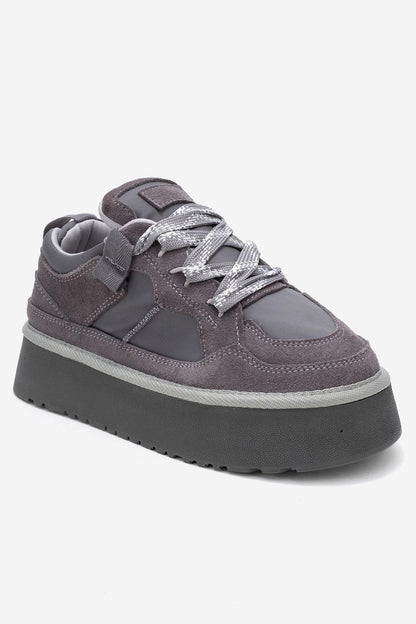 Riven - Zapatillas con plataforma de ante gris (Mujer)