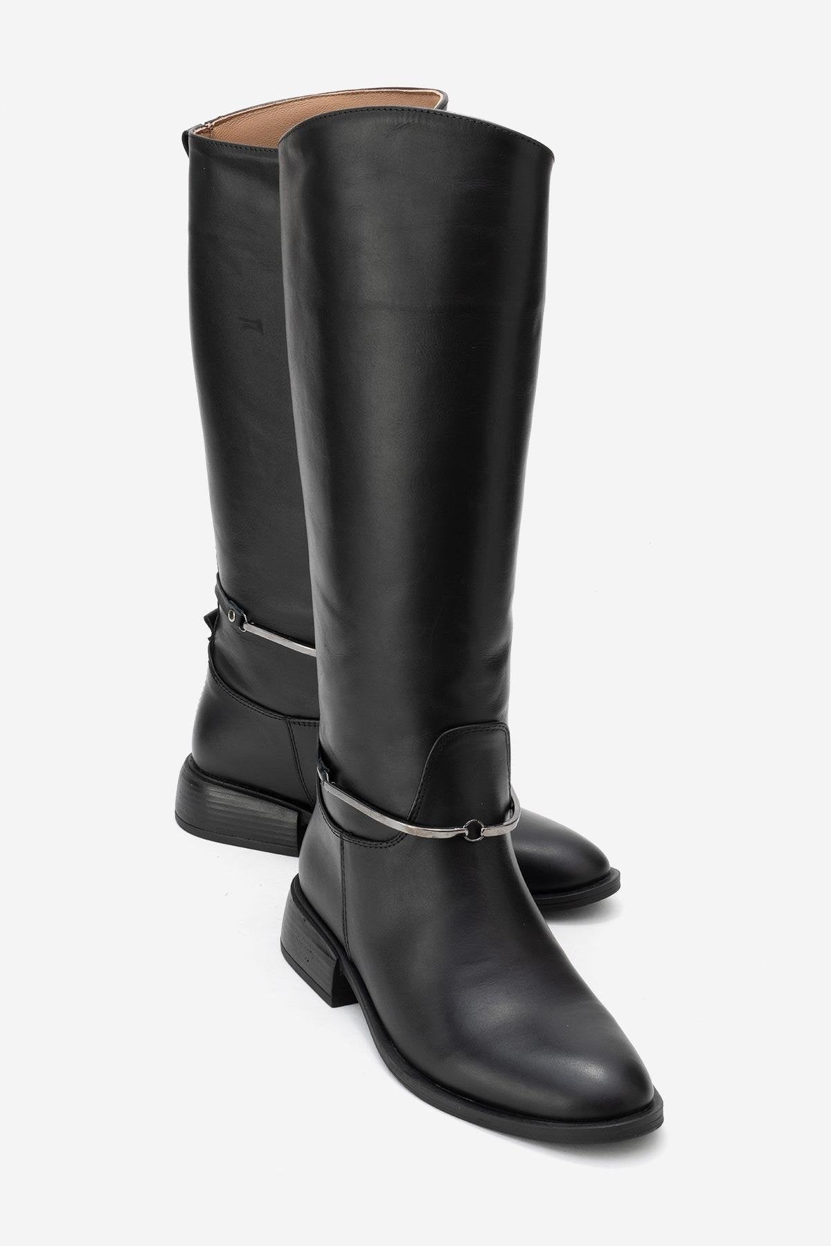 Ansel - Bota de montar de cuero negro (Mujer)