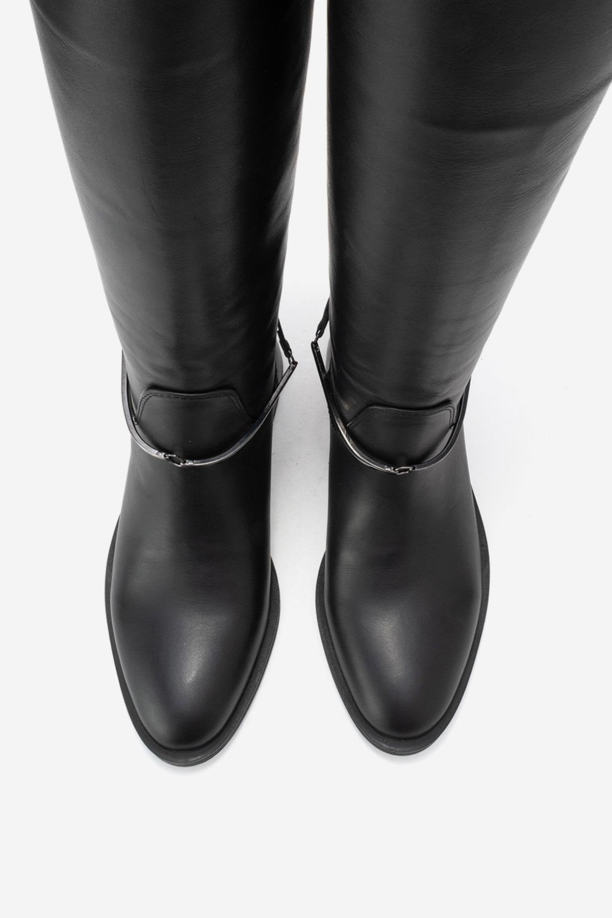 Ansel - Bota de montar de cuero negro (Mujer)