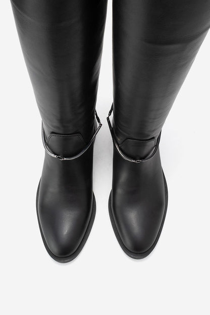 Ansel - Bota de montar de cuero negro (Mujer)