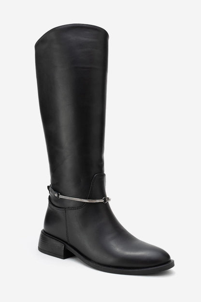 Ansel - Bota de montar de cuero negro (Mujer)