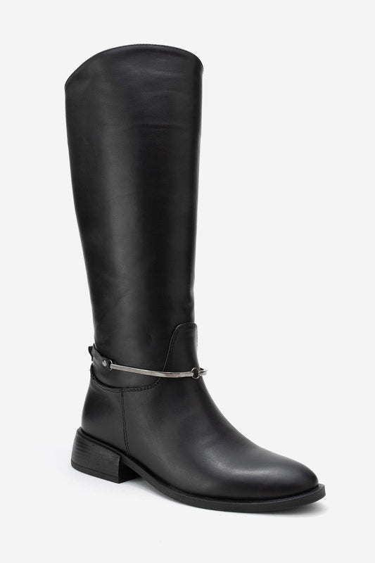 Ansel - Bota de montar de cuero negro (Mujer)