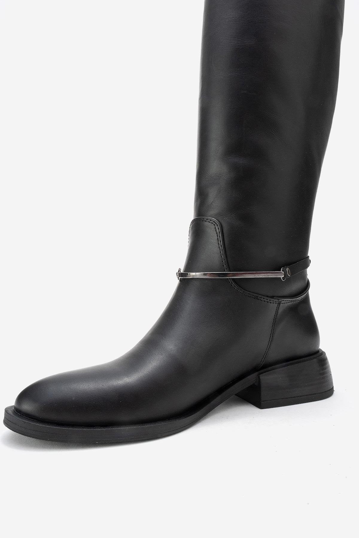 Ansel - Bota de montar de cuero negro (Mujer)