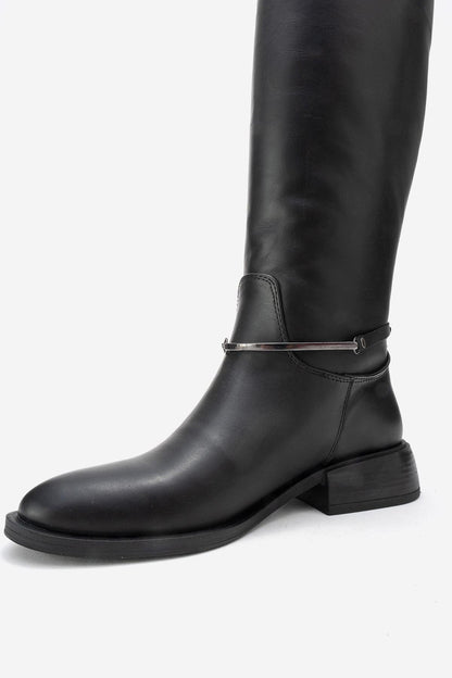 Ansel - Bota de montar de cuero negro (Mujer)