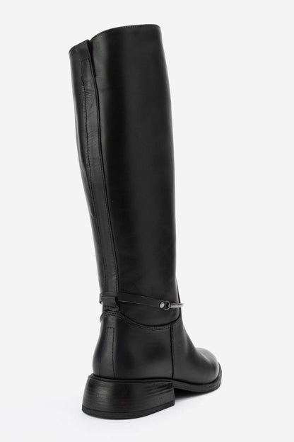 Ansel - Bota de montar de cuero negro (Mujer)