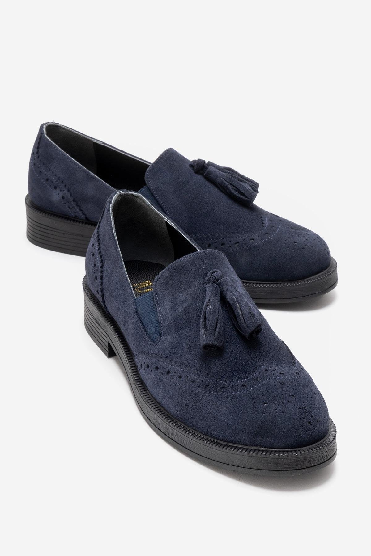 Alex - Mocasines con borlas de ante azul marino (Mujer)