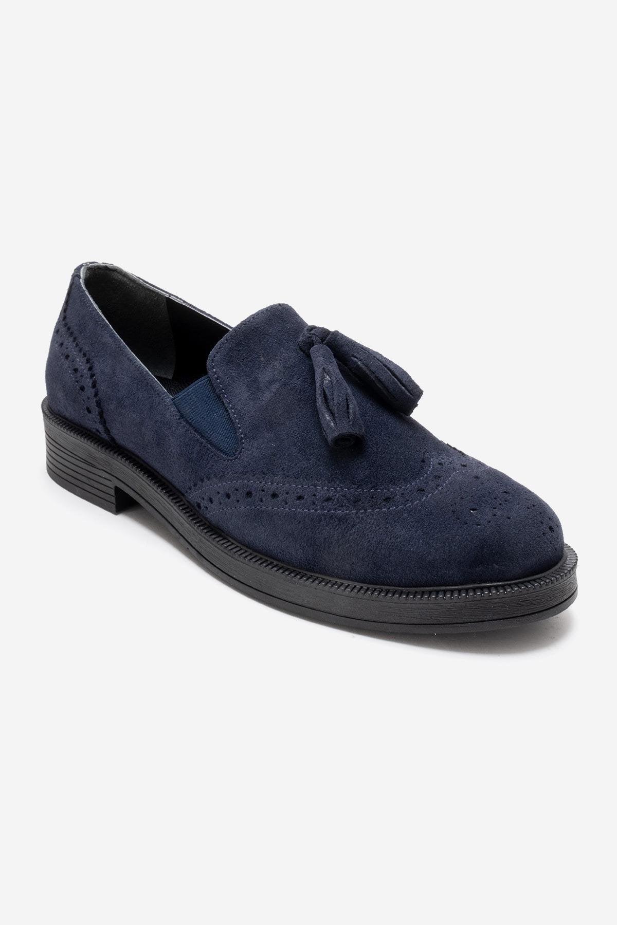 Alex - Mocasines con borlas de ante azul marino (Mujer)