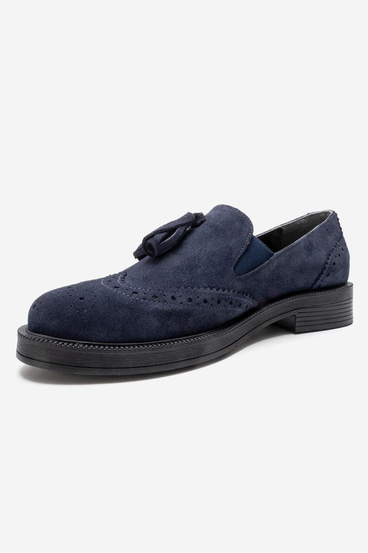 Alex - Mocasines con borlas de ante azul marino (Mujer)