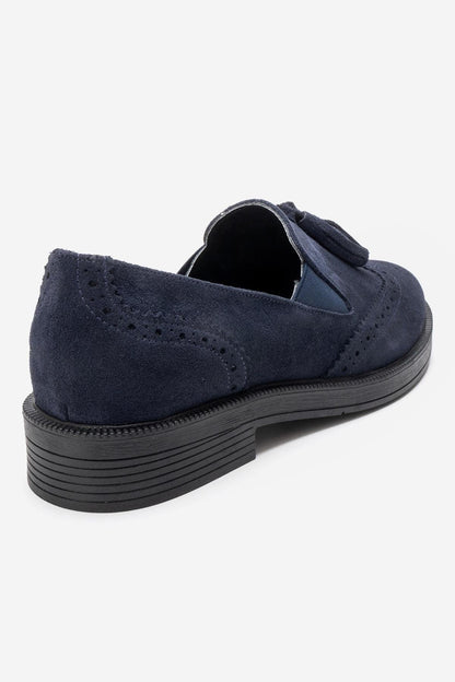 Alex - Mocasines con borlas de ante azul marino (Mujer)