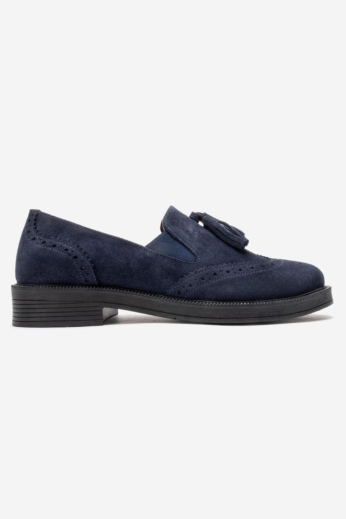 Alex - Mocasines con borlas de ante azul marino (Mujer)