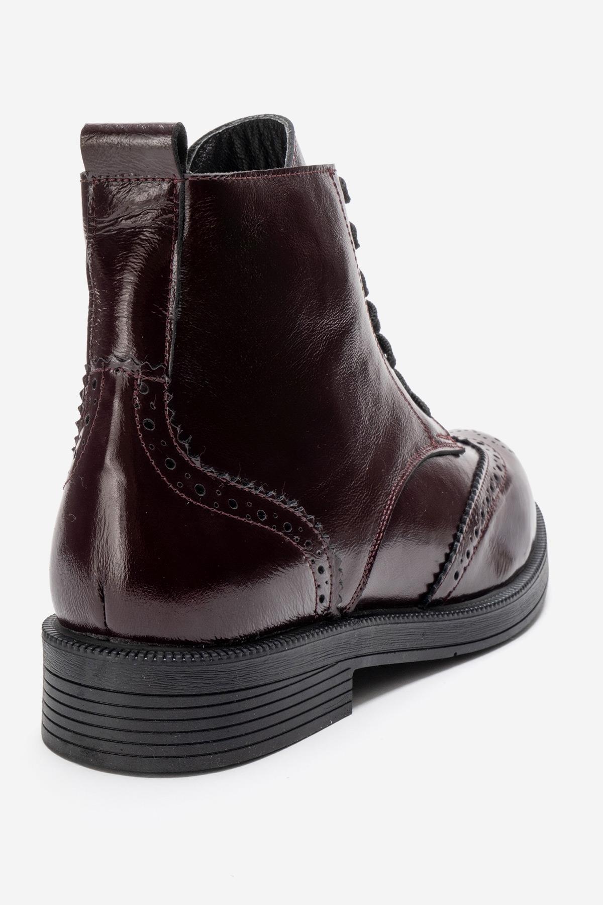 Nelvy - Botín de piel charol color burdeos (mujer)