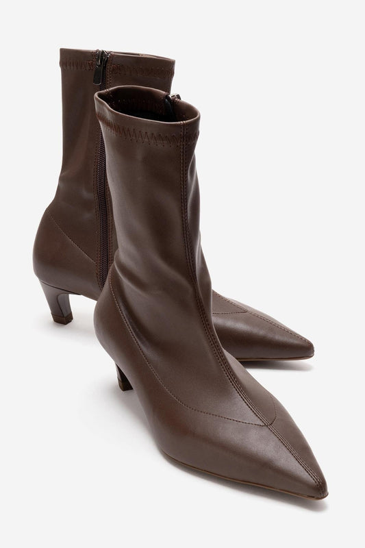 Alora - Brown Kitten Heel Boot (Women)