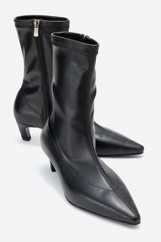 Alora - Black Kitten Heel Boot (Women)