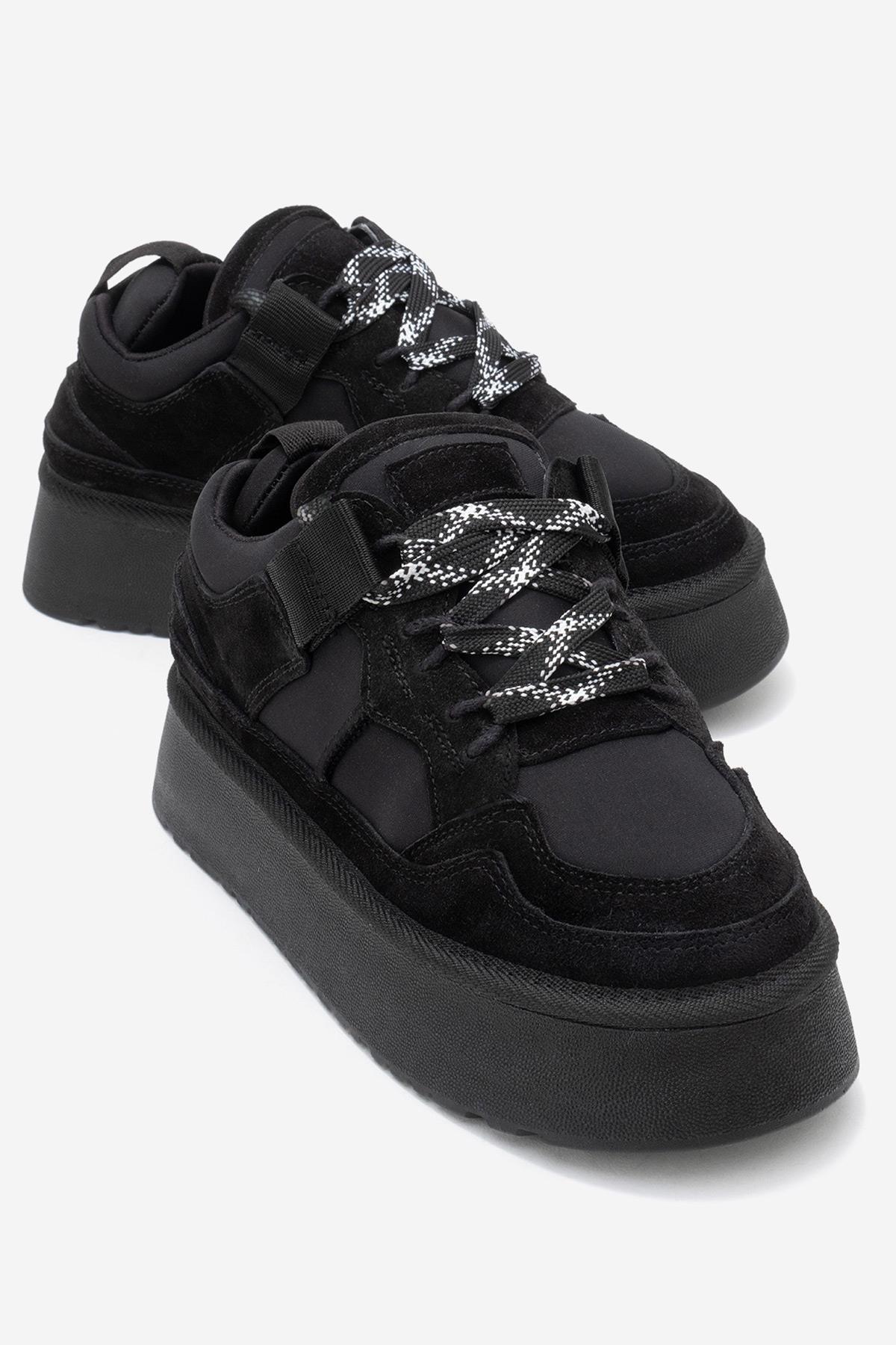 Riven - Zapatilla de plataforma de piel de ante negra (Mujer)