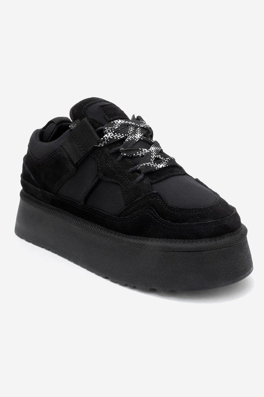 Riven - Zapatilla de plataforma de piel de ante negra (Mujer)