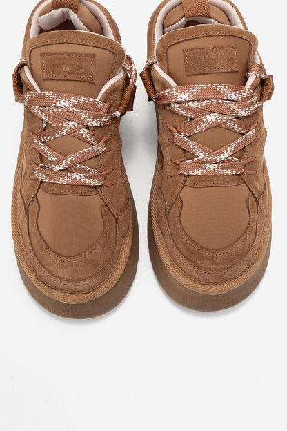 Riven - Zapatilla de plataforma de piel de ante color coñac (mujer)