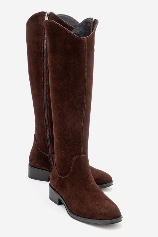 Ruiz - Bota alta de cuero de gamuza marrón (mujer)