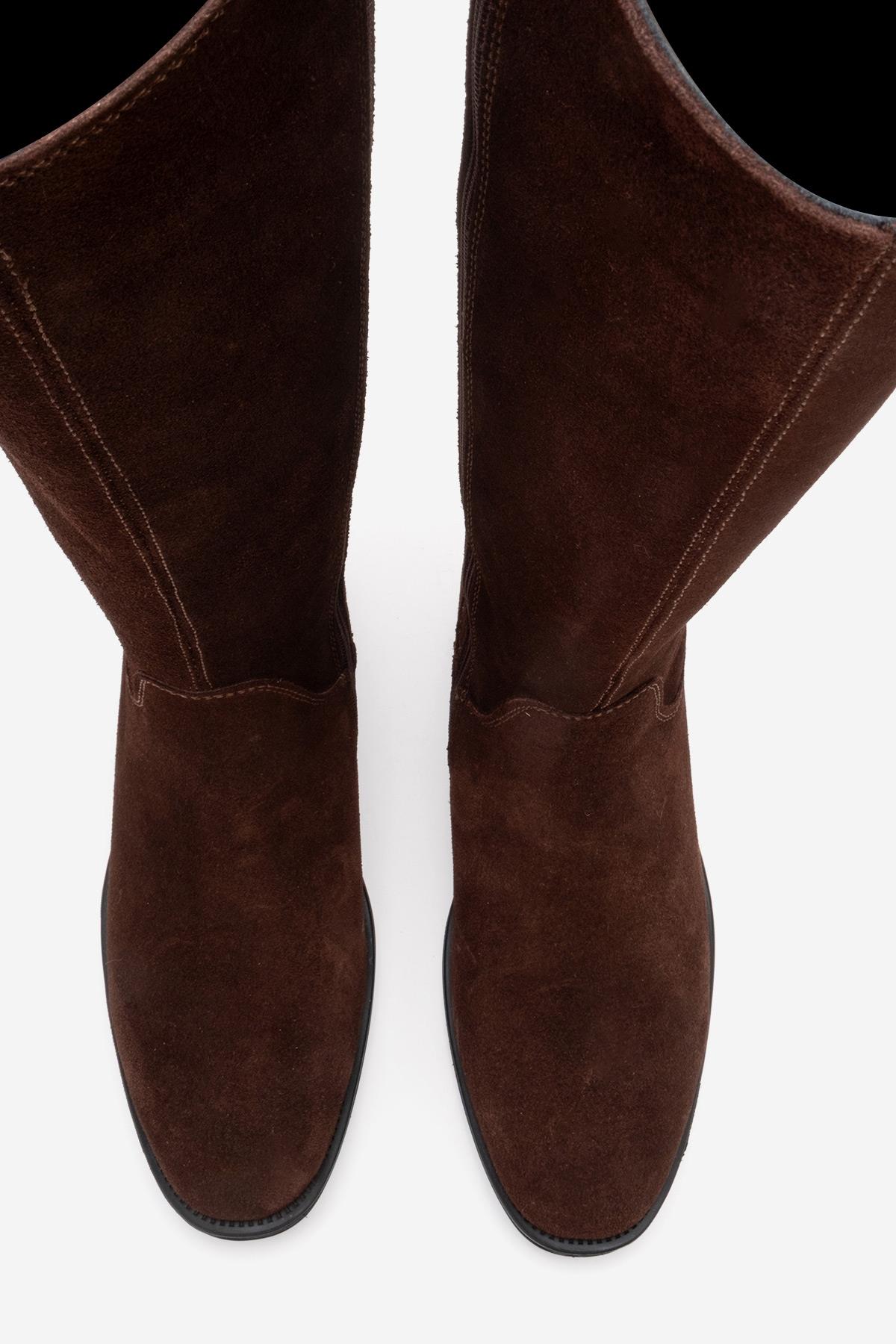 Ruiz - Bota alta de cuero de gamuza marrón (mujer)