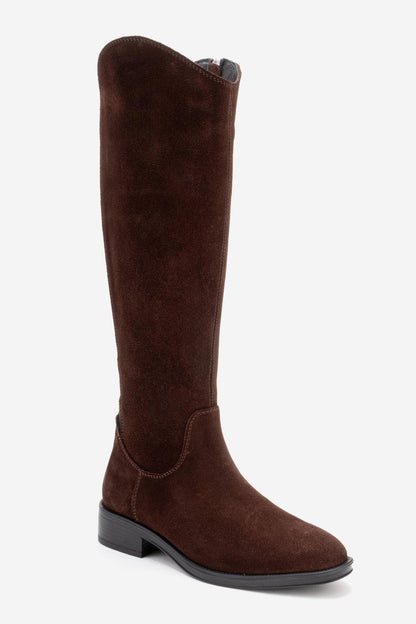 Ruiz - Bota alta de cuero de gamuza marrón (mujer)
